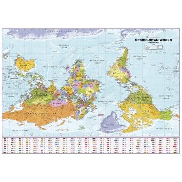 Upside Down World Political Wall Map