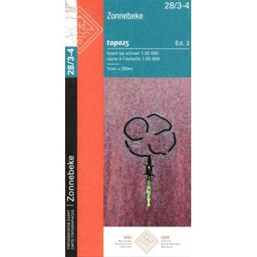 Zonnebeke - Belgium IGN Topo map 28/3-4
